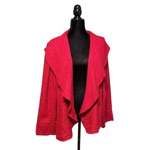 Coldwater Creek Red Metalic Tweed Open Front Blazer Large